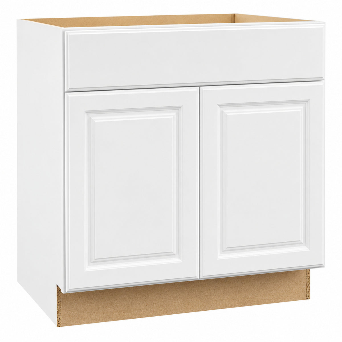 Hampton Bay Hampton 33 in W x 24 in D x 34 5 in H Assembled Sink Base Kitchen Cabinet in Satin White KSB33 SW