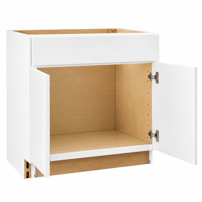 Hampton Bay Hampton 33 in W x 24 in D x 34 5 in H Assembled Sink Base Kitchen Cabinet in Satin White KSB33 SW