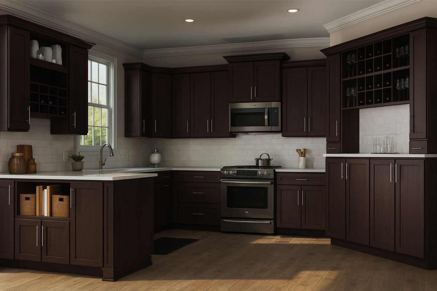 Hampton Bay 36 in. W x 12 in. D x 42 in. H Ready to Assemble Plywood Shaker Wall Kitchen Cabinet in White Oak
