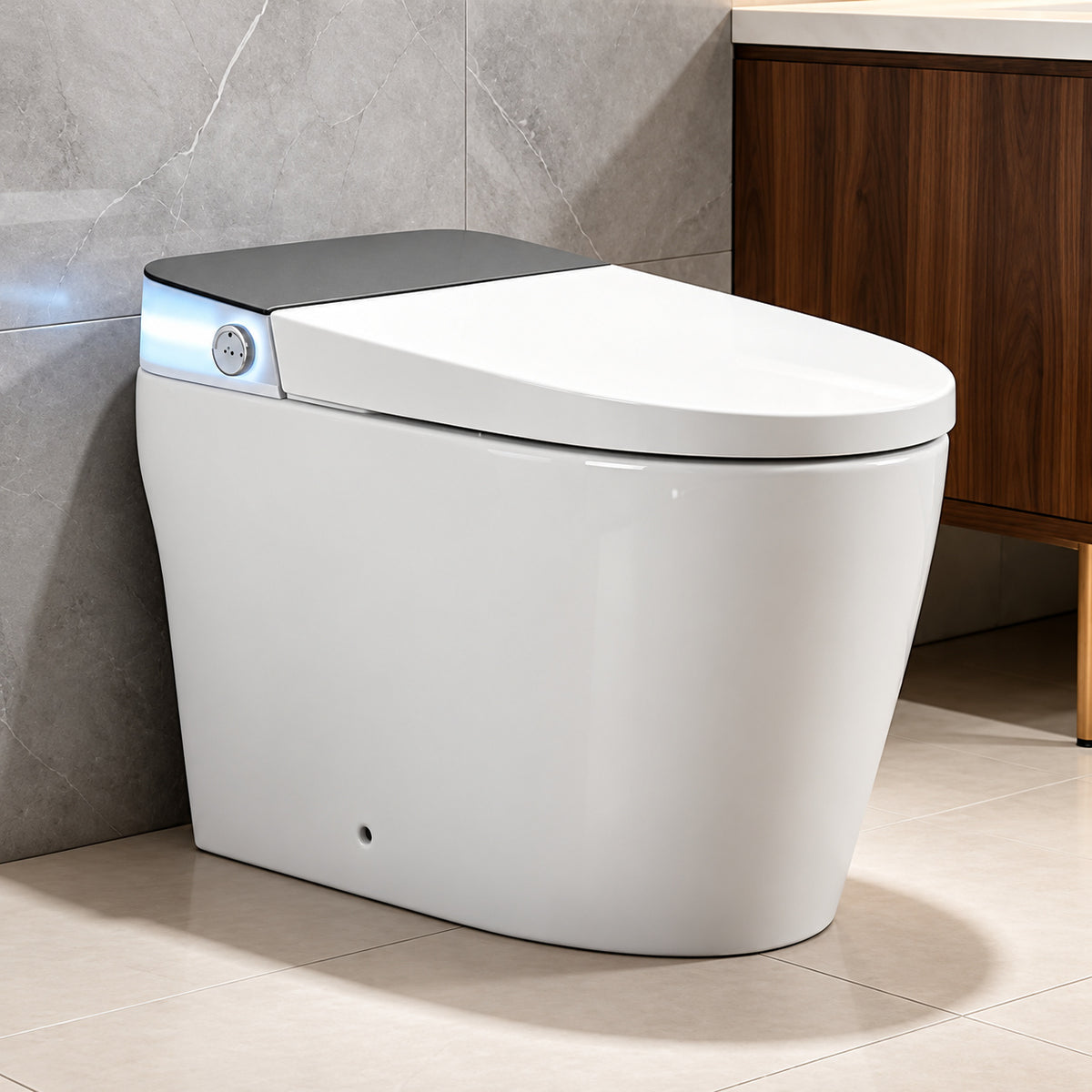 Xspracer Elongated Smart Bidet Toilet 1 28 GPF in White with Auto Open Close Water Tank Heated Seat Warm Water Wash UV Light JH 969SMT72