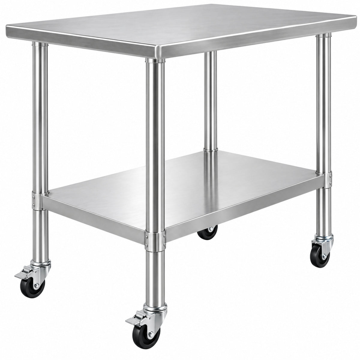SVOPES 35 x 24 x 33 in Stainless Steel 700LBS Capacity 4 Wheels 3 Level Height Adjustable Kitchen Prep Table Silver SYGZT36X24INDJL01V0 0924