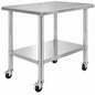 SVOPES 35 x 24 x 33 in Stainless Steel 700LBS Capacity 4 Wheels 3 Level Height Adjustable Kitchen Prep Table Silver SYGZT36X24INDJL01V0 0924