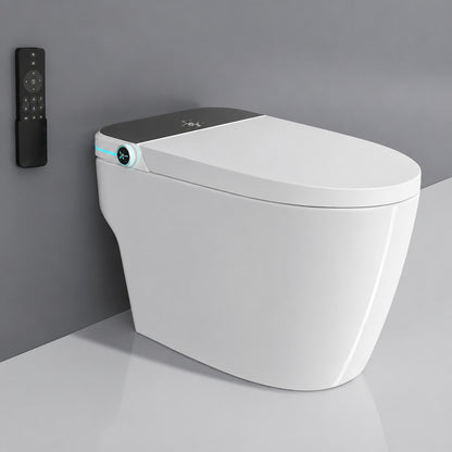 YULIKA Elongated Smart Toilet with Bidet Built In 1 28 GPF Bidet Toilet with Tank Auto Flush Auto Close Open Lid Foot Sensor