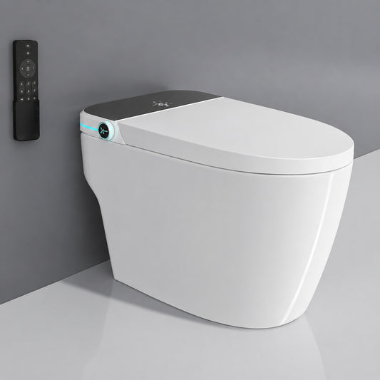 YULIKA Elongated Smart Toilet with Bidet Built In 1 28 GPF Bidet Toilet with Tank Auto Flush Auto Close Open Lid Foot Sensor