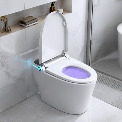 YULIKA Elongated Smart Toilet with Bidet Built In 1 28 GPF Bidet Toilet with Tank Auto Flush Auto Close Open Lid Foot Sensor