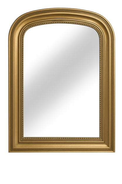 LuxHomez 23 6 in W x 33 5 in H Baroque Antique Brass Vintage Wooden Frame Arched Wall Mirror