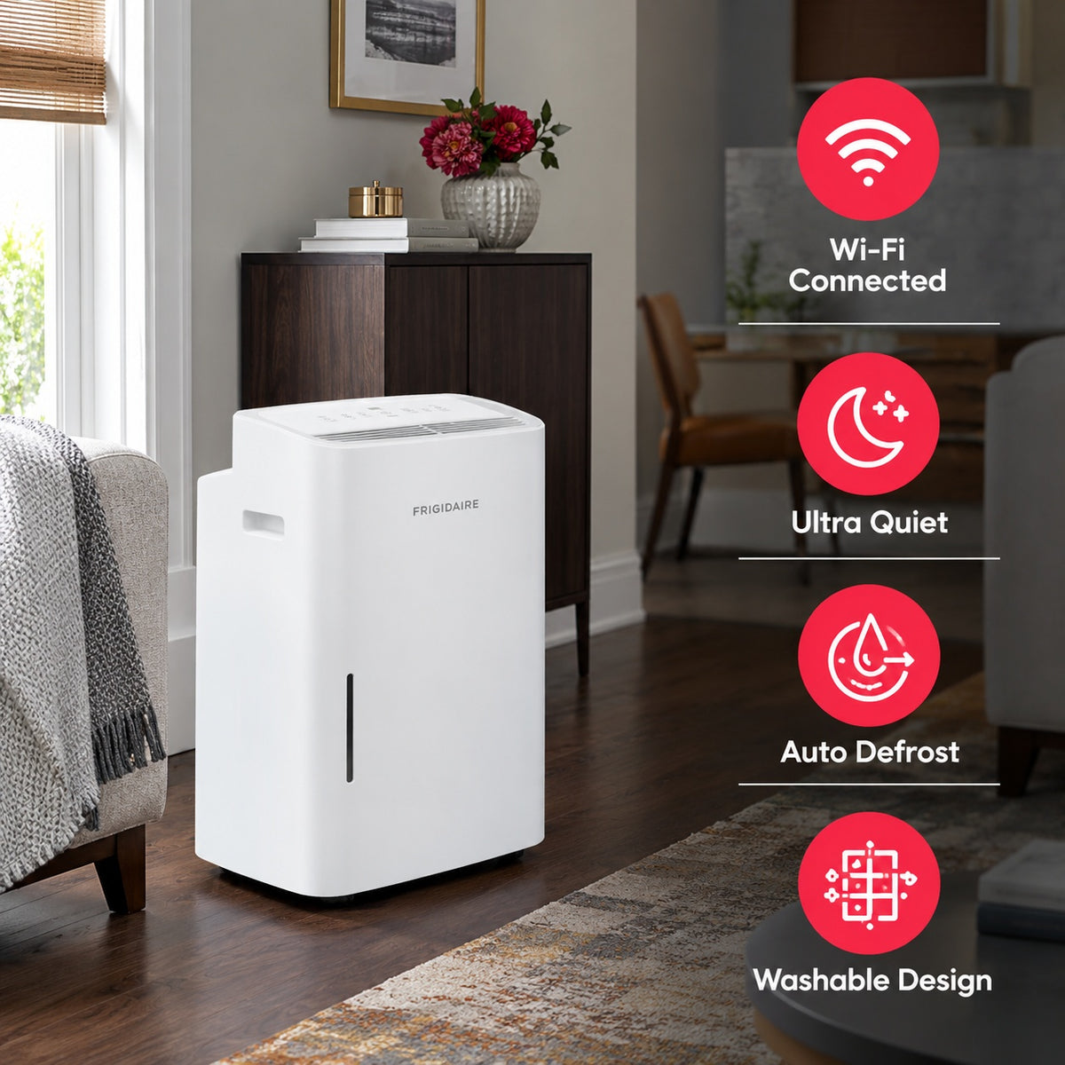 Frigidaire 10 000 BTU DOE Portable Air Conditioner with Dehumidifier and WiFi in White FHPC142AA1