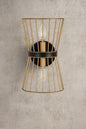 Uolfin 2-Light Black and Gold Wall Sconce with Metal Wire Cage Shades