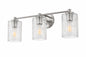 YANSUN 20 in 3 Light Polished Nickel Vanity Light with Clear Seedy Glass Shades Reversible Bathroom Light Fixture