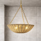 Flint Garden 19 7 in 3 Light Bohemian Antique Gold Chandelier with Woven Rattan Shade for Kitchen Island
