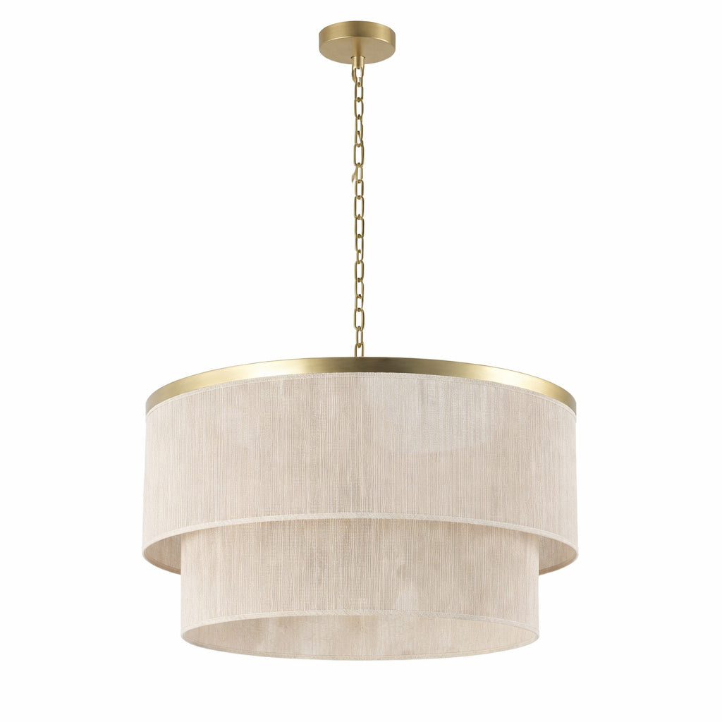 Mlian 23 8 In 6 Light Beige Hand Woven Drum Chandelier