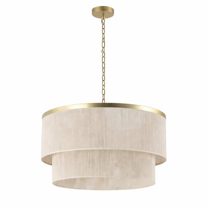 Mlian 23 8 In 6 Light Beige Hand Woven Drum Chandelier
