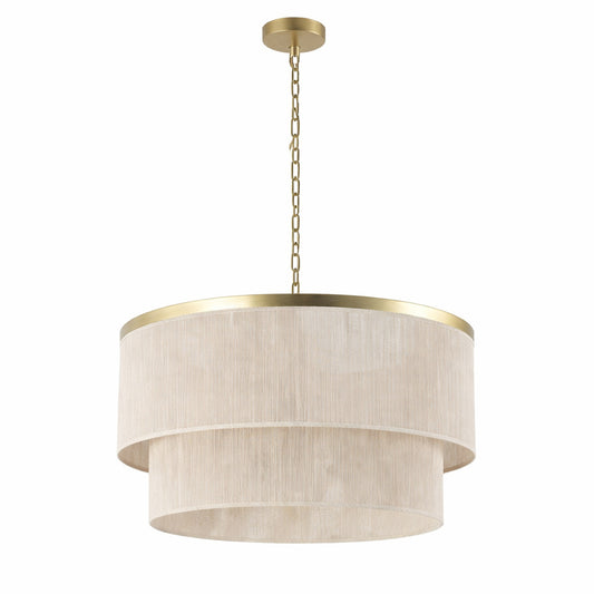Mlian 23 8 In 6 Light Beige Hand Woven Drum Chandelier