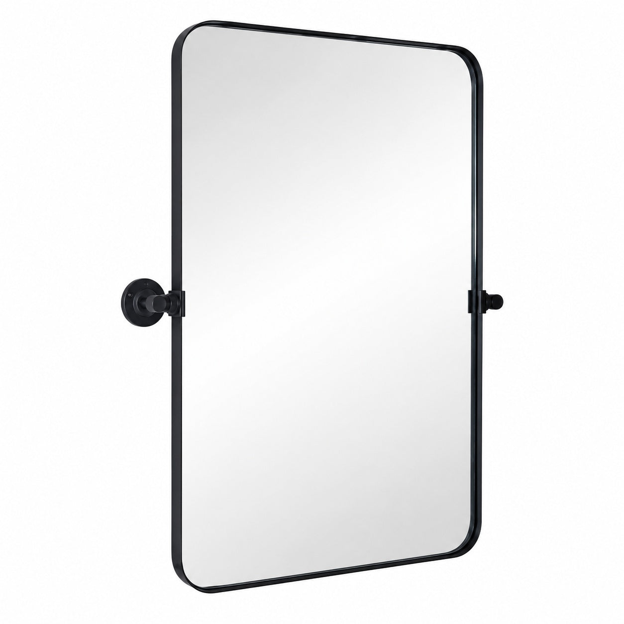 KeonJinn 24 in W x 30 in H Black Mirrors Framed Tilt Mirrors for Bathroom Wall Pivot Bathroom Vanity Mirror Over Sink