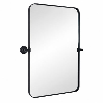 KeonJinn 24 in W x 30 in H Black Mirrors Framed Tilt Mirrors for Bathroom Wall Pivot Bathroom Vanity Mirror Over Sink