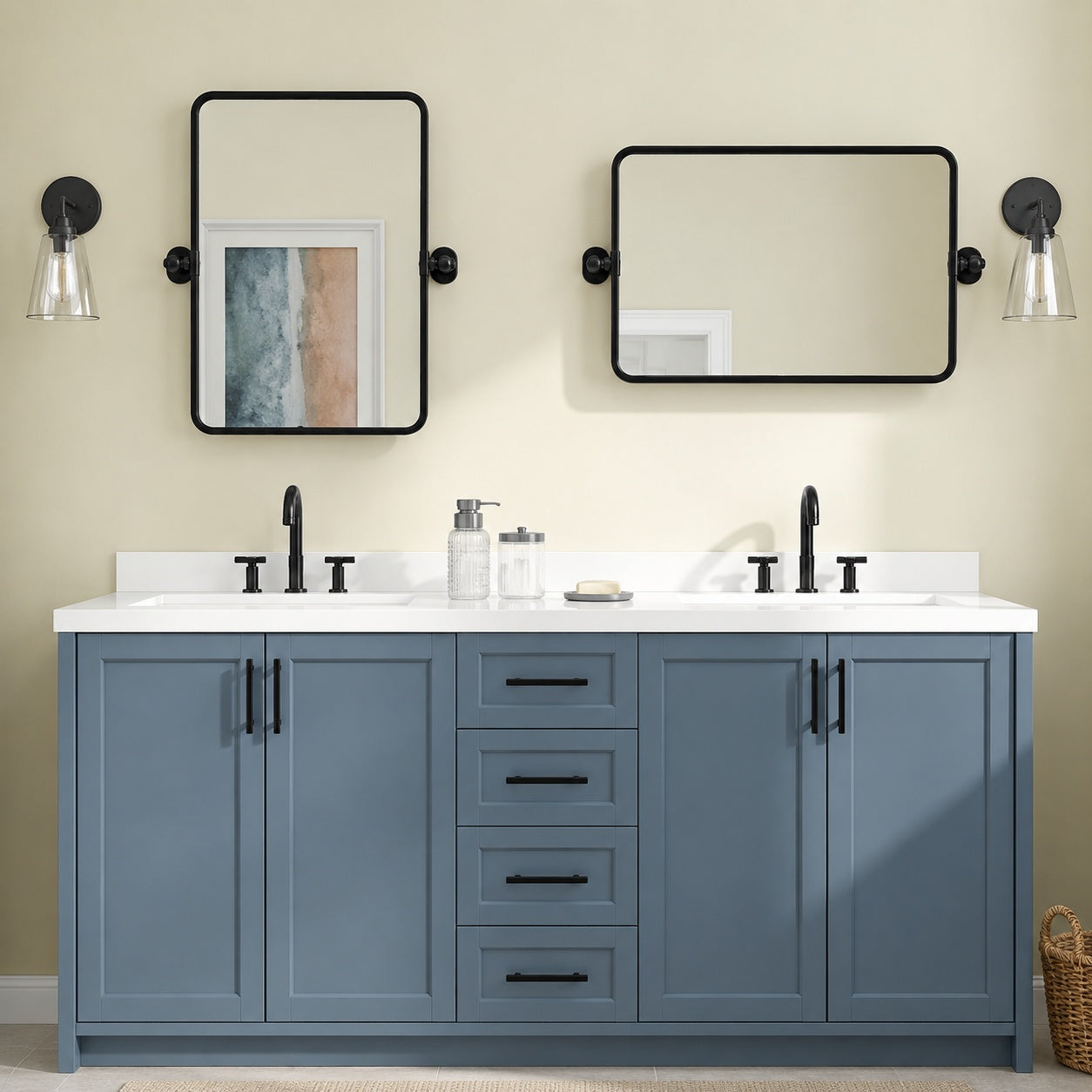 KeonJinn 24 in W x 30 in H Black Mirrors Framed Tilt Mirrors for Bathroom Wall Pivot Bathroom Vanity Mirror Over Sink