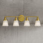 32 in. 4 Light Brushed Gold Modern Vanity Light with Milk White Glass Shade Farmhouse Bathroom Light Fixture Wall Sconce 8206WL 04GD US