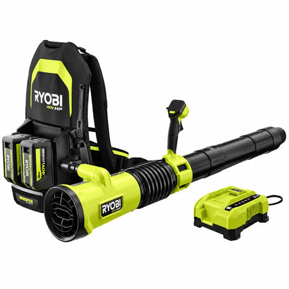 RYOBI 40V HP Brushless Whisper Series 180 MPH 850 CFM Cordless Battery Backpack Leaf Blower with 8 0 Ah Battery and Charger RY40HPLB02K