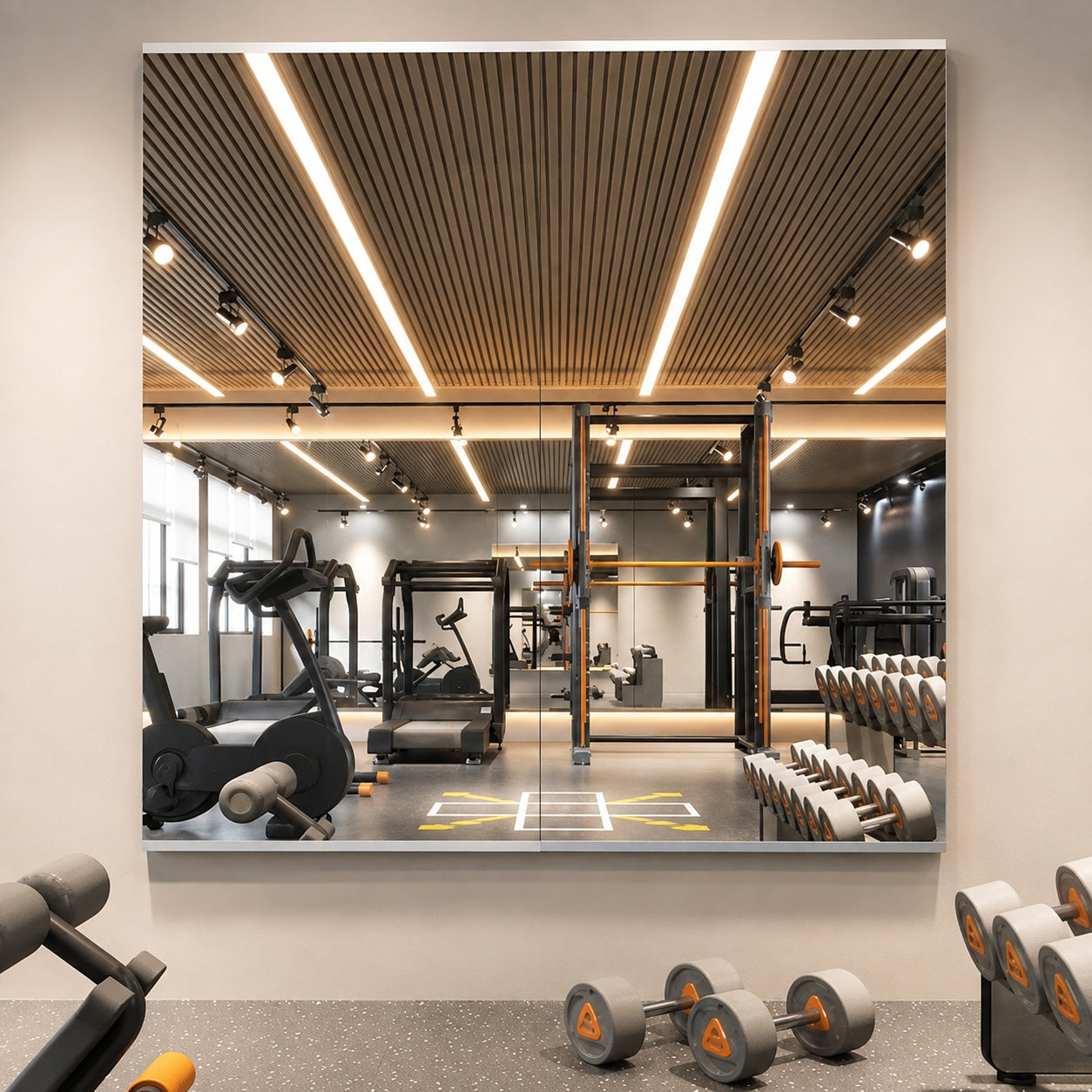 Swafrrt 2 Pieces 24 in W x 48 in H Rectangle Frameless Wall Mounted HD Gym Mirror Dance Mirror Vanity Mirror YG 12060x2