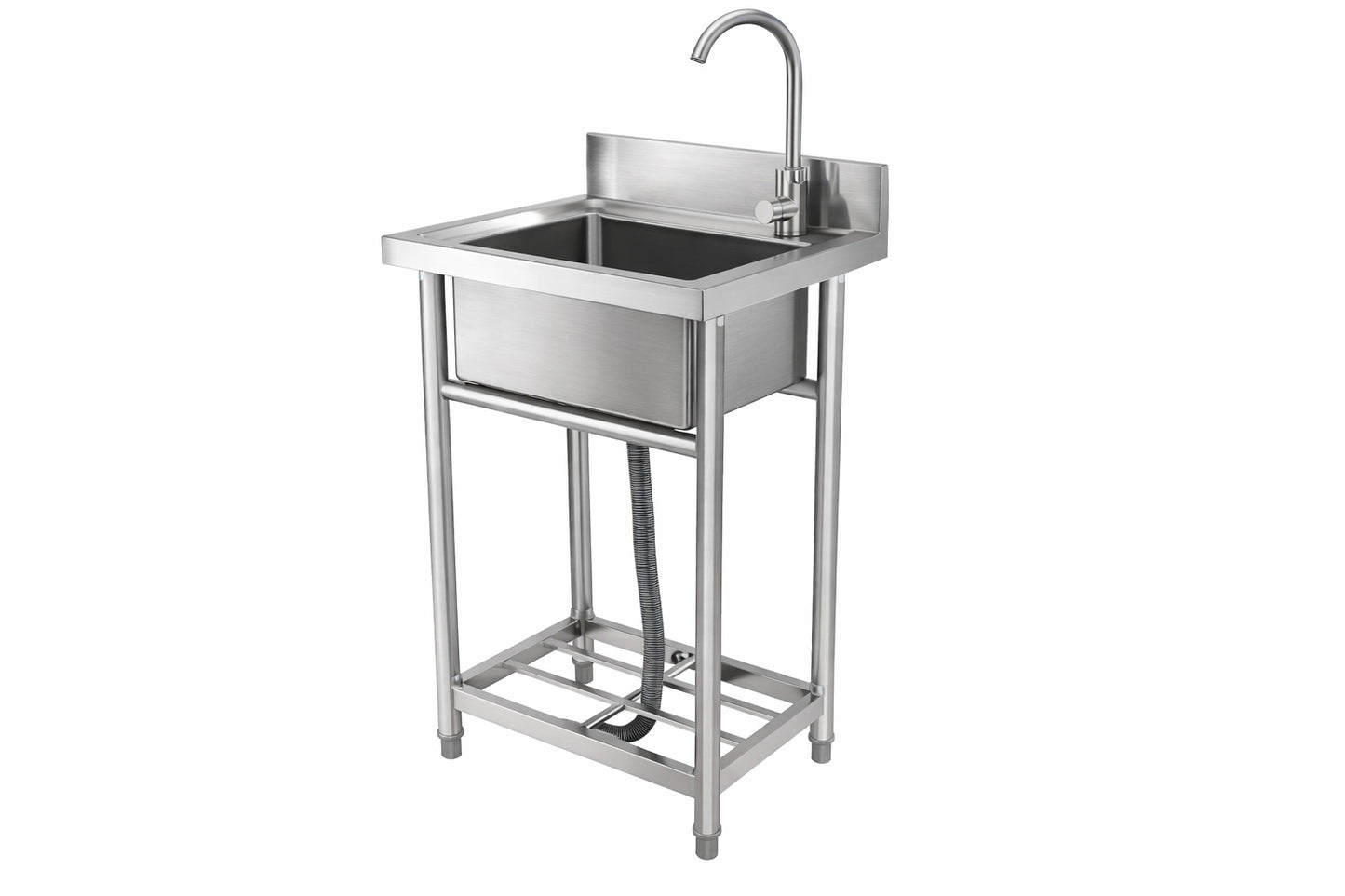 VEVOR Stainless Steel Utility Sink 1 Compartment Free Standing Small Sink 16 in x 13in x 8 7in Commercial Single