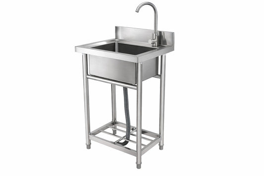 VEVOR Stainless Steel Utility Sink 1 Compartment Free Standing Small Sink 16 in x 13in x 8 7in Commercial Single