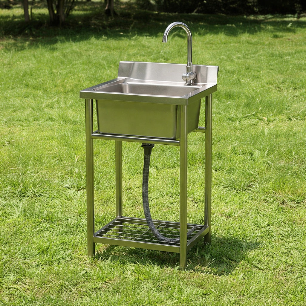 VEVOR Stainless Steel Utility Sink 1 Compartment Free Standing Small Sink 16 in x 13in x 8 7in Commercial Single