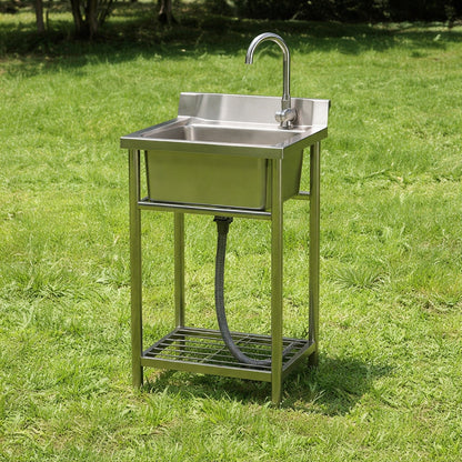 VEVOR Stainless Steel Utility Sink 1 Compartment Free Standing Small Sink 16 in x 13in x 8 7in Commercial Single