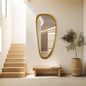 22 in. W x 48 in. H Irregular Natural Wood-Frame Wall Mirror, Distinctive Asymmetric Design