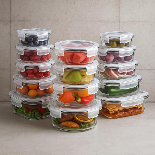 28-Piece Glass Food Storage Containers with Lids-Microwave, Dishwasher, and Oven Safe Meal Prep Containers
