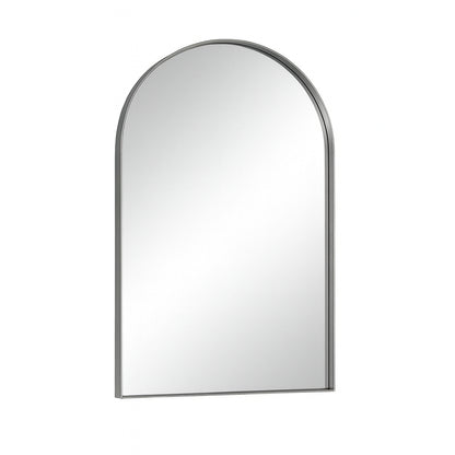 TETOTE 30 in. W x 36 in. H Arched Framed Decorative Wall Mounted Bathroom Vanity Mirror in Brushed Nickel, Tempered Glass