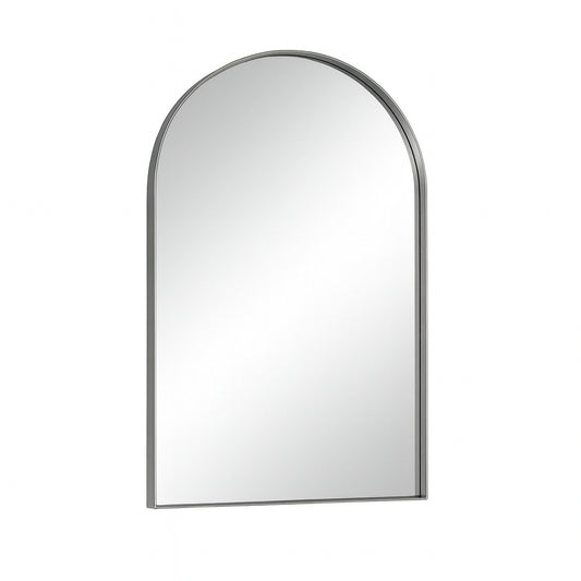 TETOTE 30 in. W x 36 in. H Arched Framed Decorative Wall Mounted Bathroom Vanity Mirror in Brushed Nickel, Tempered Glass
