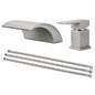 Single Handle Deck Mount Roman Tub Faucet with Waterfall in Brushed Nickel