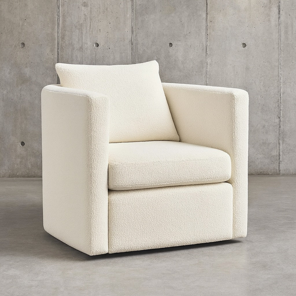 Unbranded Sheldon Ivory Performance Fabric Barrel Chair with Swivel