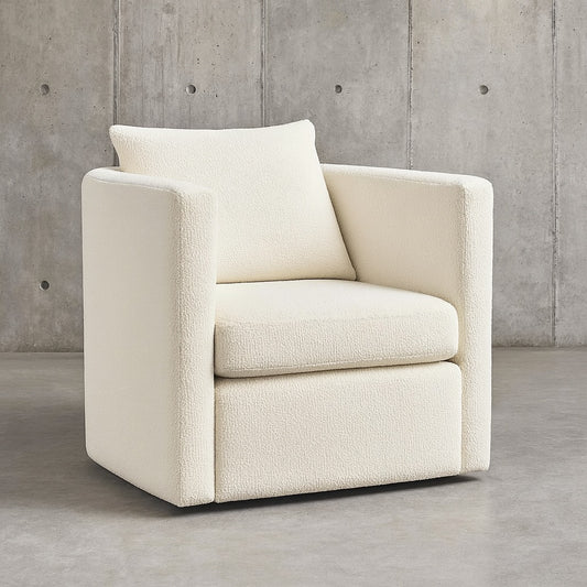 Unbranded Sheldon Ivory Performance Fabric Barrel Chair with Swivel