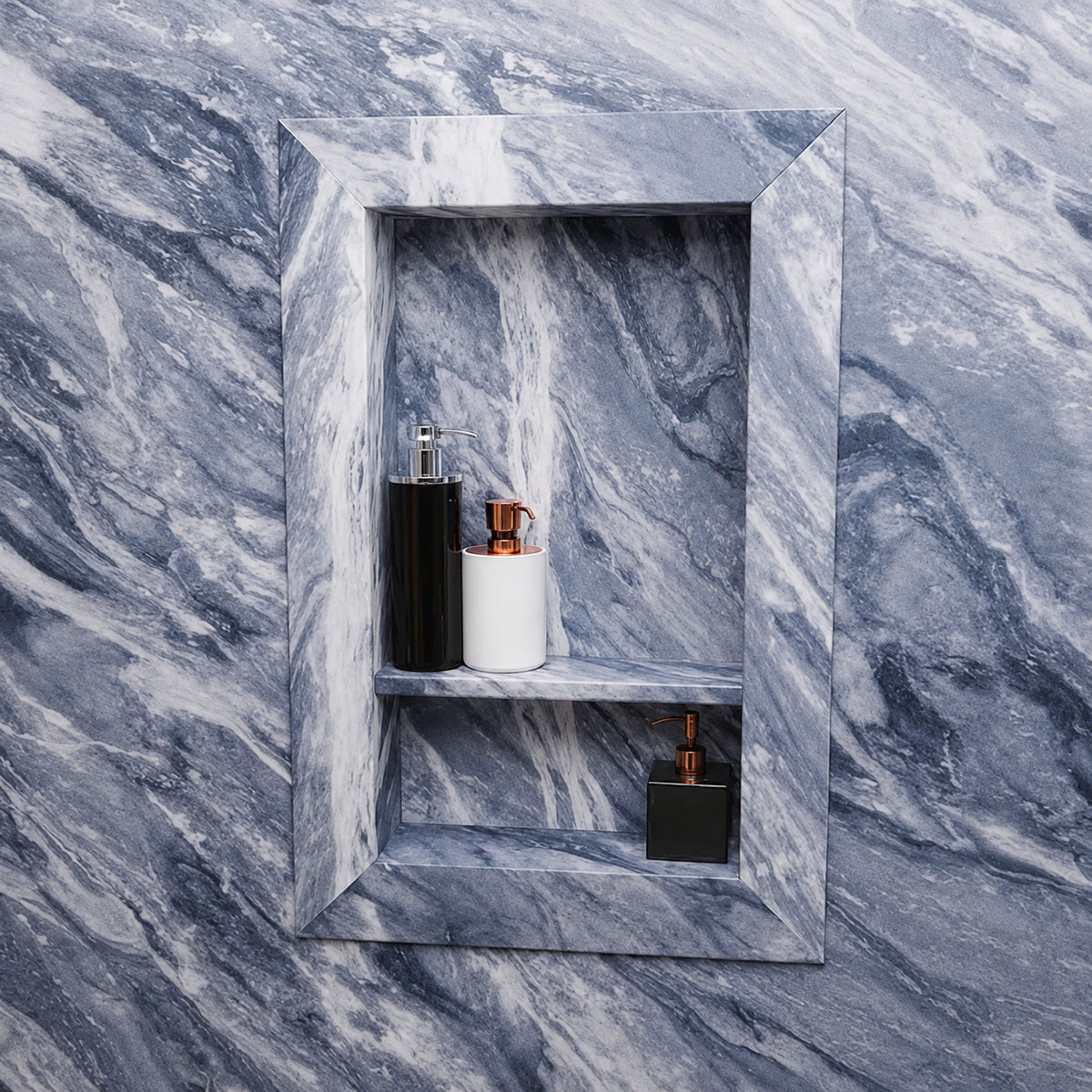 FlexStone 17 in x 26 in Recessed Shampoo Caddy in Beaumont FLXRSC1726BM