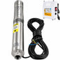 SKYSHALO Deep Well Submersible Pump 3HP 230V 60H 37GPM 640 ft Head with 33 ft Cord and External Control Box Stainless Steel