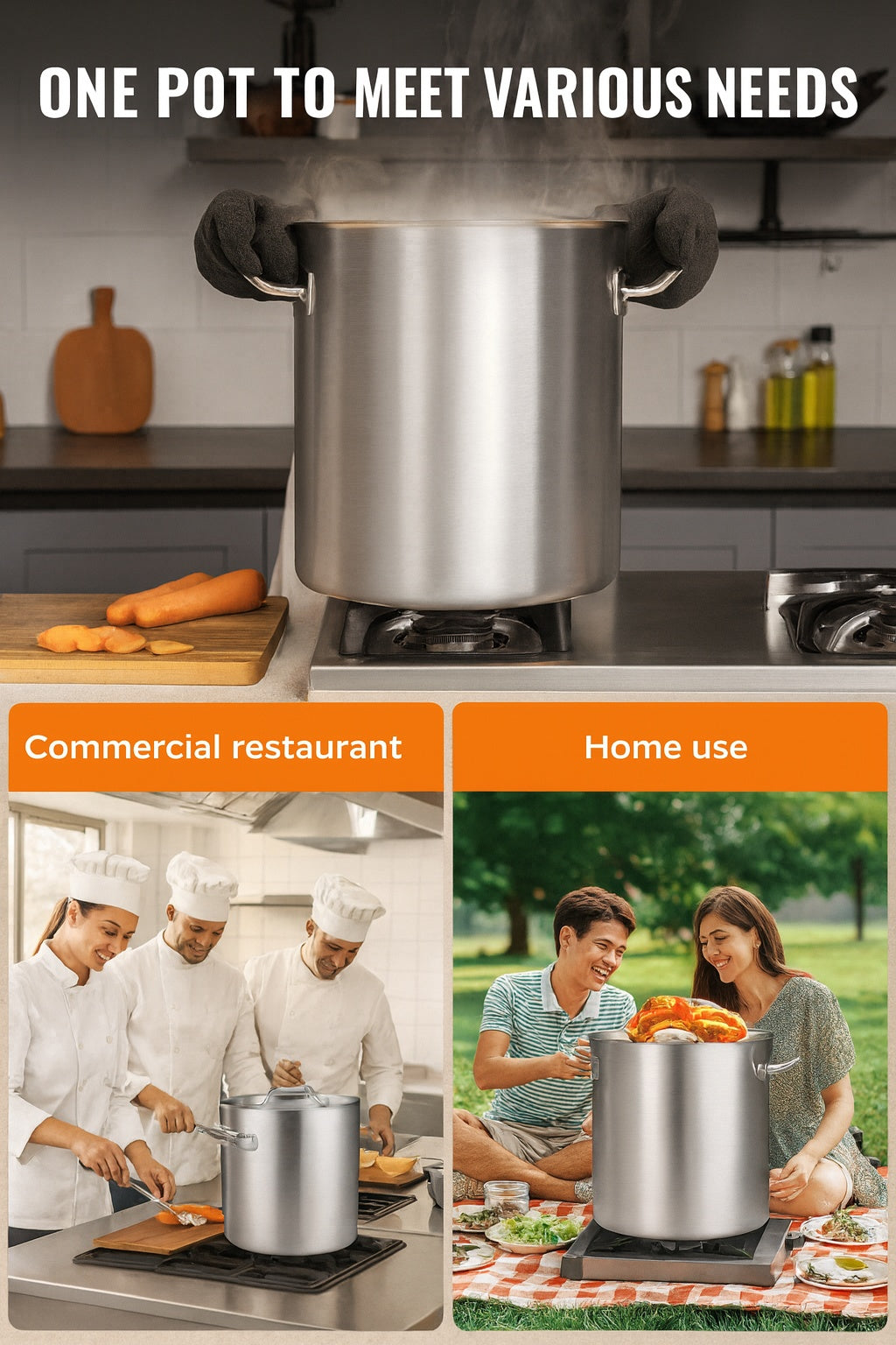 SVOPES 42 qt Stainless Steel Stock pots Heavy Duty Commercial Grade Stock Pot Large Cooking Pots Silver