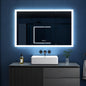 FORCLOVER 48 in W x 32 in H Rectangular Black LED Light Anti fog Aluminum Medicine Cabinet with Mirror