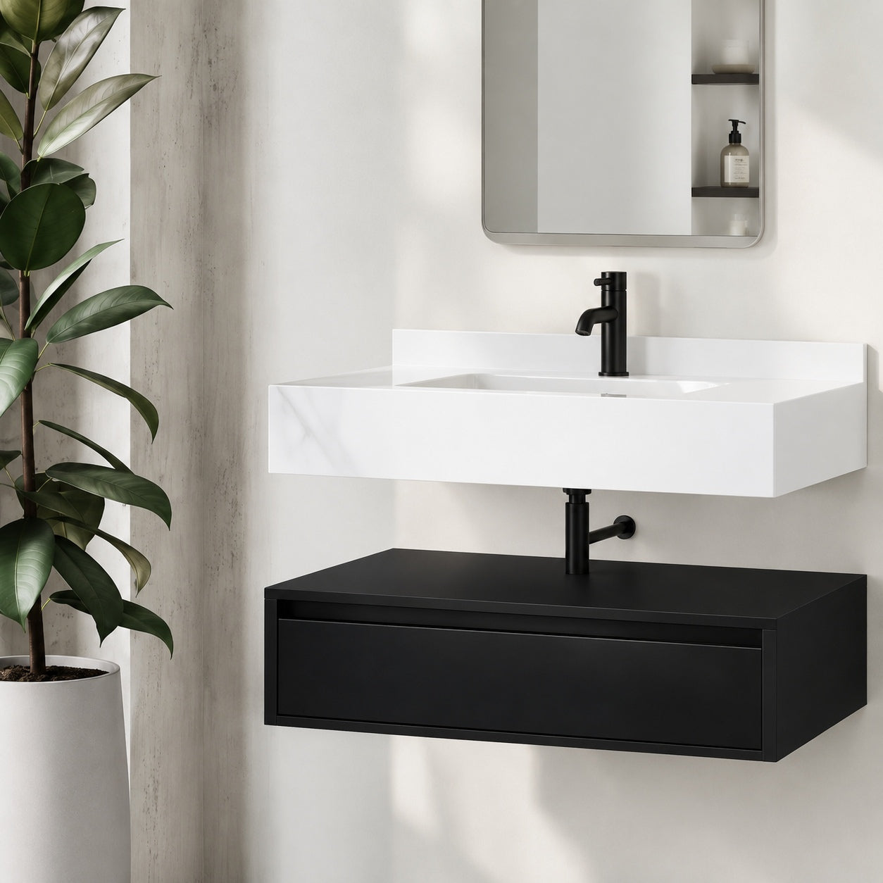 Swiss Madison Avancer 36 in Wall Mounted Bathroom Vanity Cabinet without Top in Black Oak SM BV4902AO C