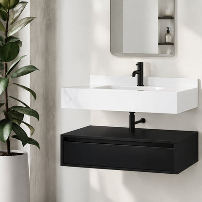 Swiss Madison Avancer 36 in Wall Mounted Bathroom Vanity Cabinet without Top in Black Oak SM BV4902AO C