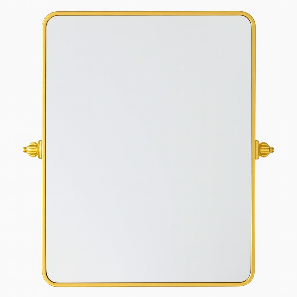 KeonJinn 24 in W x 36 in H Gold Mirrors Framed Tilt Mirrors for Bathroom Wall Pivot Bathroom Vanity Mirror Over Sink