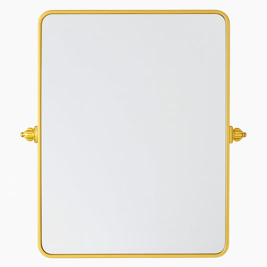 KeonJinn 24 in W x 36 in H Gold Mirrors Framed Tilt Mirrors for Bathroom Wall Pivot Bathroom Vanity Mirror Over Sink