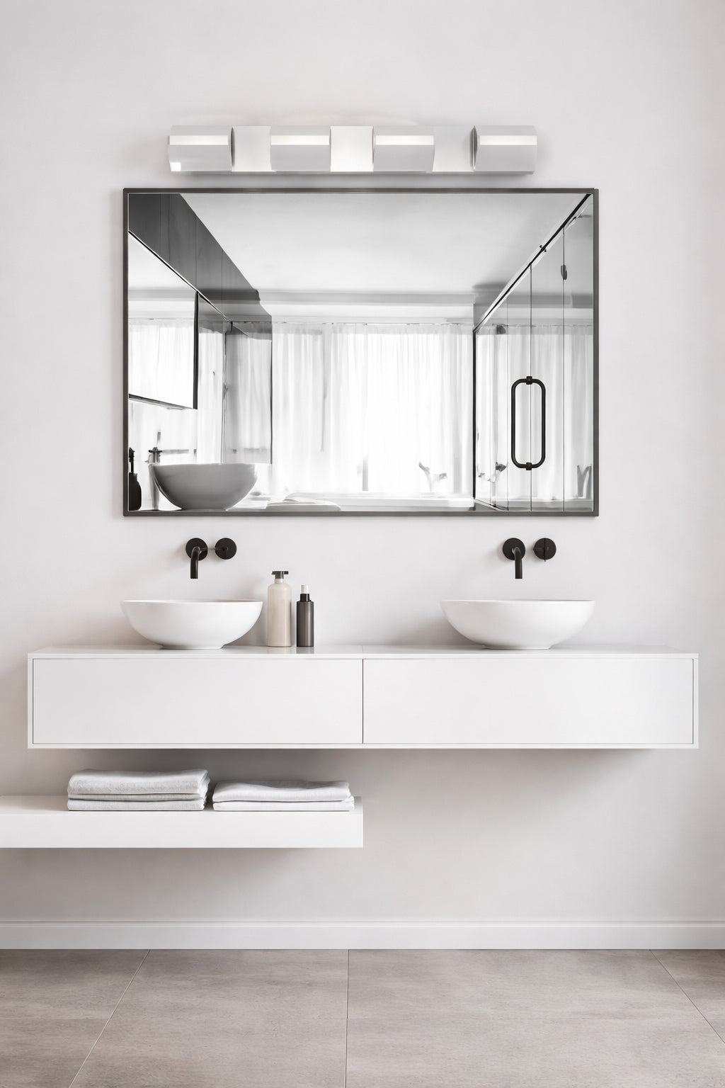 Amucolo 29 1 in 4 Light Modern Chrome LED Vanity Lights Fixture Over Mirror Bath Wall Lighting LIGHT