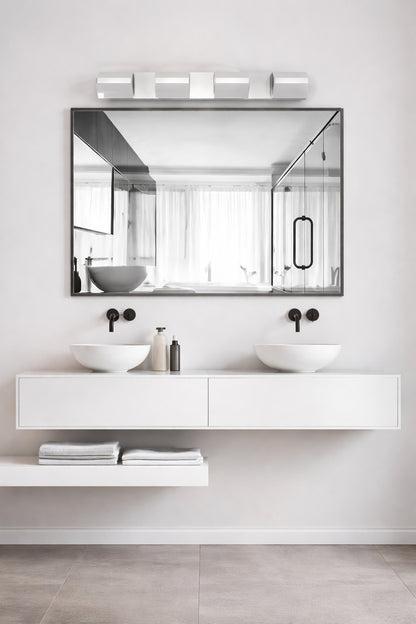 Amucolo 29 1 in 4 Light Modern Chrome LED Vanity Lights Fixture Over Mirror Bath Wall Lighting LIGHT