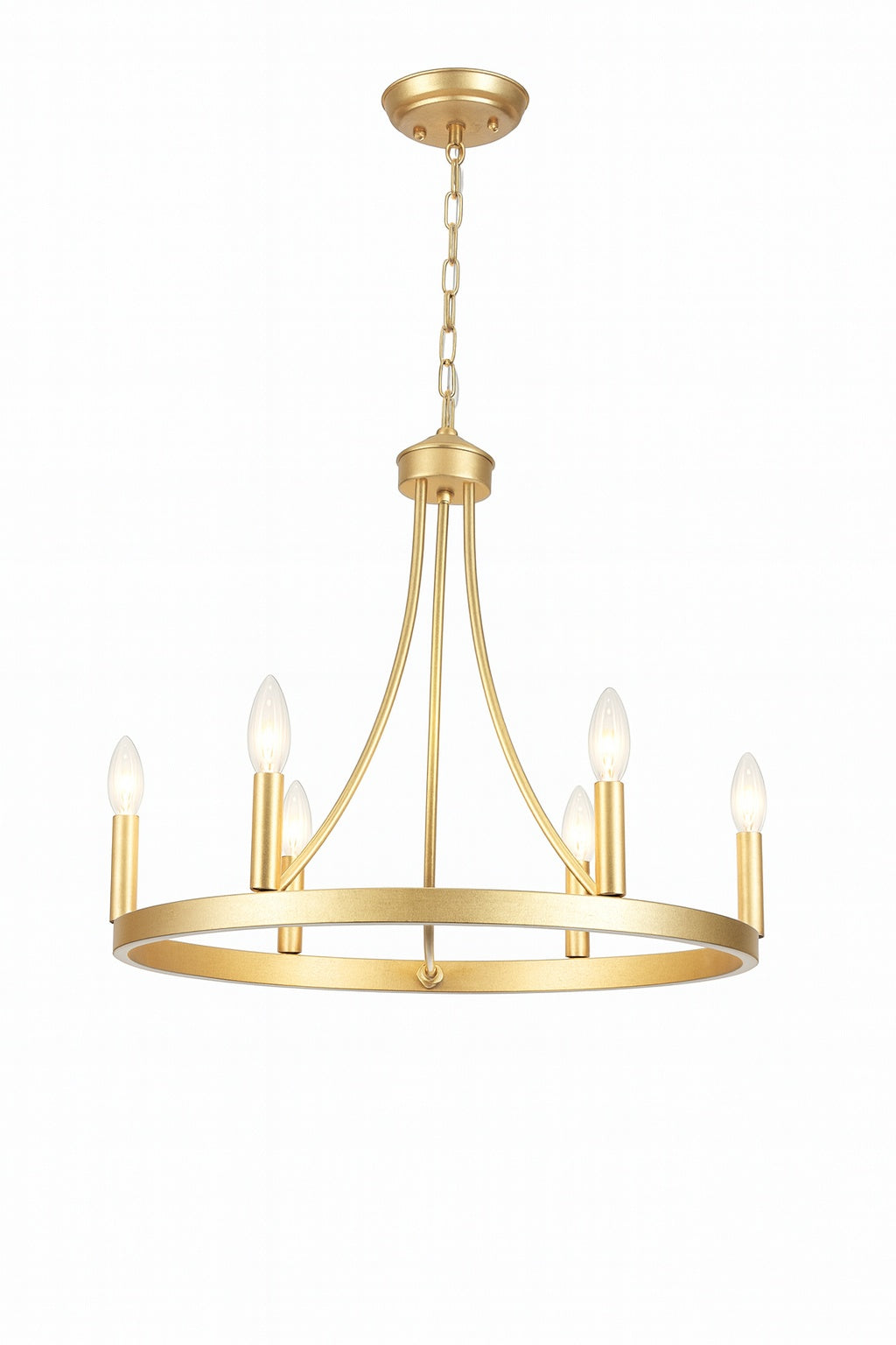 ADSENSTY 6 Light Gold Farmhouse Wagon Wheel Chandelier Rustic Dining Room Pendant Light