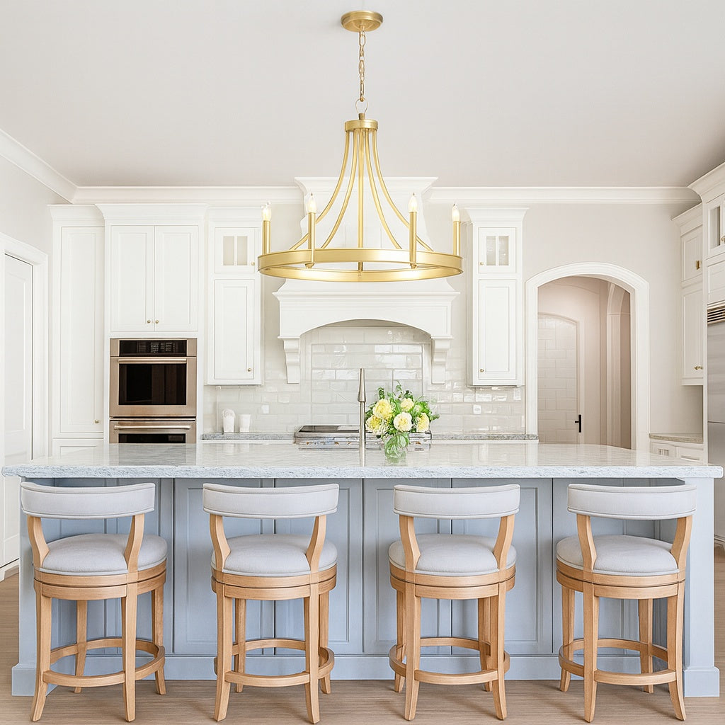 ADSENSTY 6 Light Gold Farmhouse Wagon Wheel Chandelier Rustic Dining Room Pendant Light