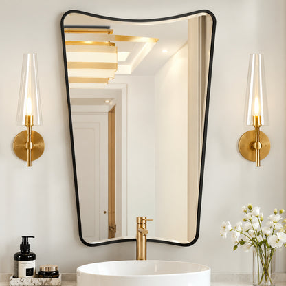 Hochwertiges 24 in W x 36 in H Arched Black Aluminum Alloy Framed Wall Mirror Decorative Wall Mirror HD MR022BLK M
