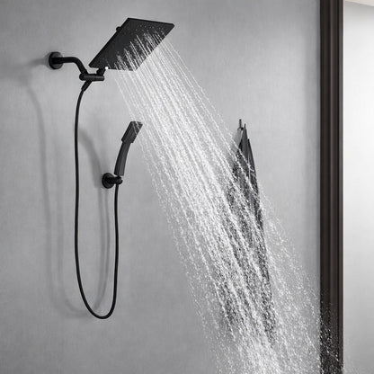 BWE Modern 1 Spray Dual Tub Wall Mount Fixed and Handheld Shower Heads 2 5 GPM in Matte Black