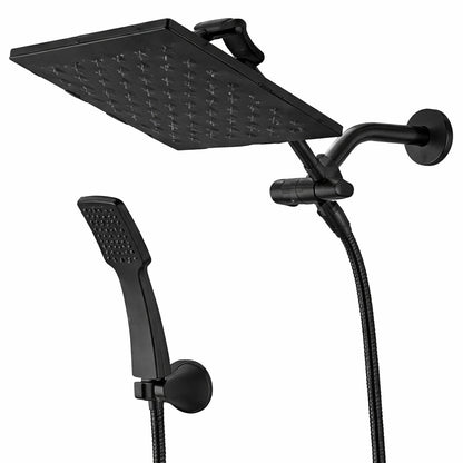 BWE Modern 1 Spray Dual Tub Wall Mount Fixed and Handheld Shower Heads 2 5 GPM in Matte Black