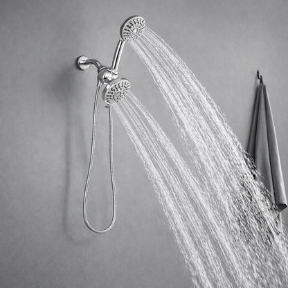 BWE 5 5 in 8 Spray Wall Mount Dual Fixed and Handheld Shower Head 1 8 GPM in Brushed Nickel